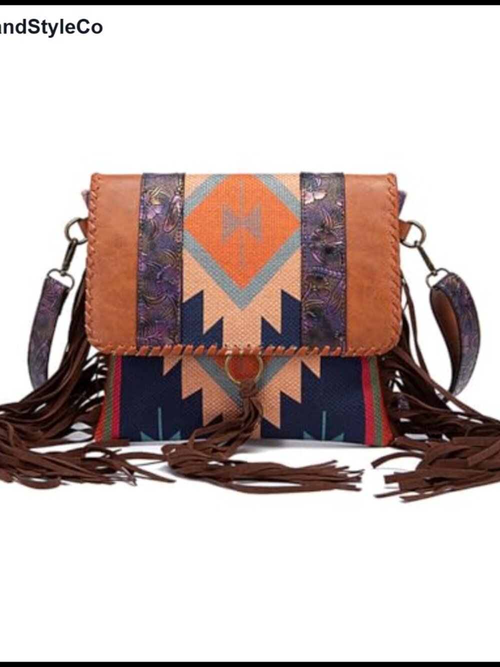 Vintage PU Leather Satchel Shoulder Bag Waterproof Large Crossbody with Tassels